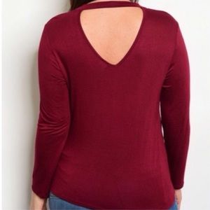 Tops - Plus Size Double V-Neck Long Sleeve Tee Tops - Plus Size Double V-Neck Long Sleeve Tee